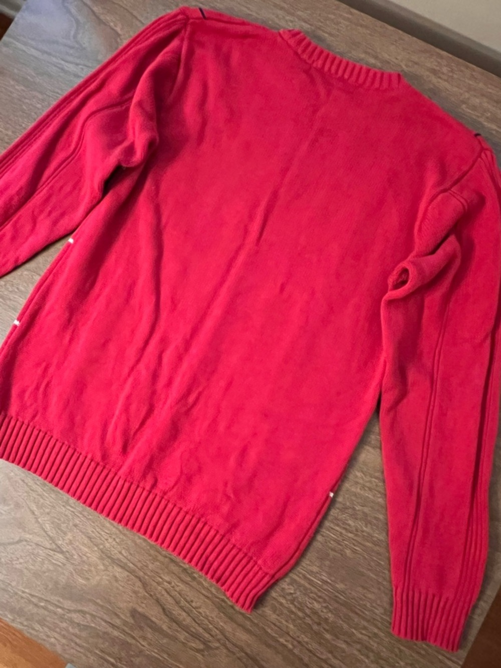 Vintage Oscar de la Renta Red Cable Knit Striped Sweater Preppy Grandpa Core - Picture 6 of 9